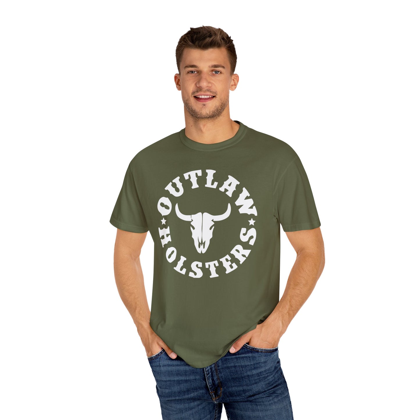 White Outlaw Holsters Garment-Dyed T-shirt, Unisex