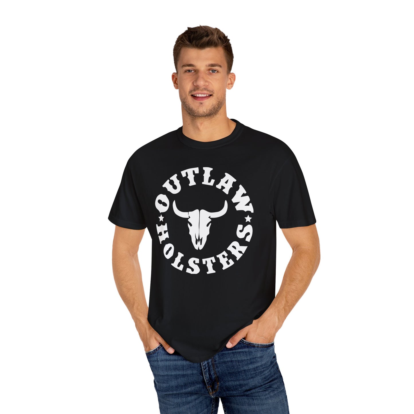 White Outlaw Holsters Garment-Dyed T-shirt, Unisex